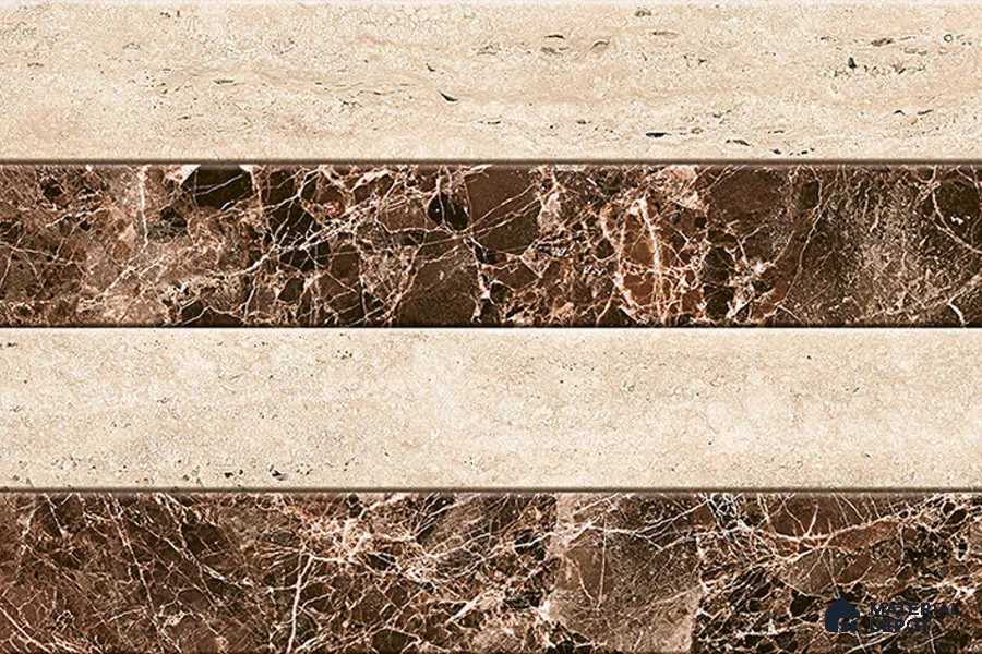 TL 01904 B Cream & Wenge Highlighter 1 18 x 12 inch Glossy Finish Ceramic Wall Tile - 6 mm