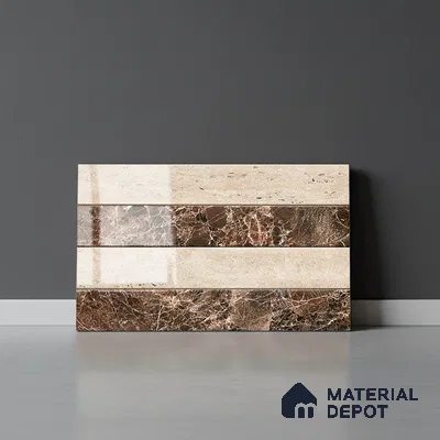 TL 01904 B Cream & Wenge Highlighter 1 18 x 12 inch Glossy Finish Ceramic Wall Tile - 6 mm