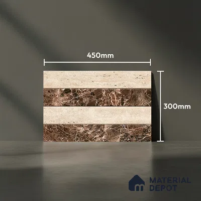 TL 01904 B Cream & Wenge Highlighter 1 18 x 12 inch Glossy Finish Ceramic Wall Tile - 6 mm