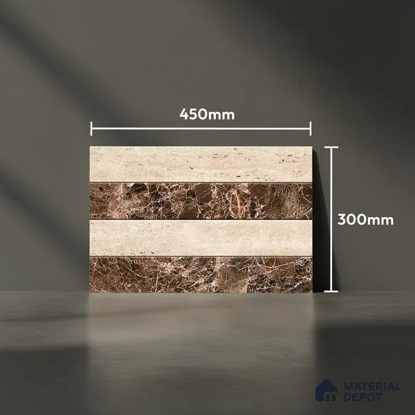 TL 01904 B Cream & Wenge Highlighter 1 18 x 12 inch Glossy Finish Ceramic Wall Tile - 6 mm