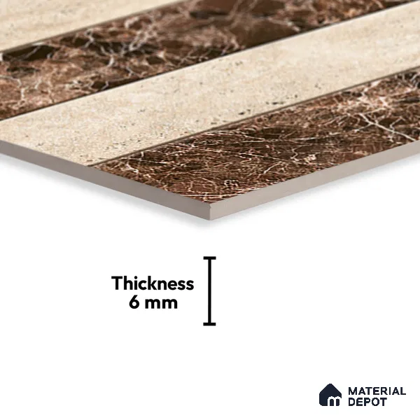 TL 01904 B Cream & Wenge Highlighter 1 18 x 12 inch Glossy Finish Ceramic Wall Tile - 6 mm