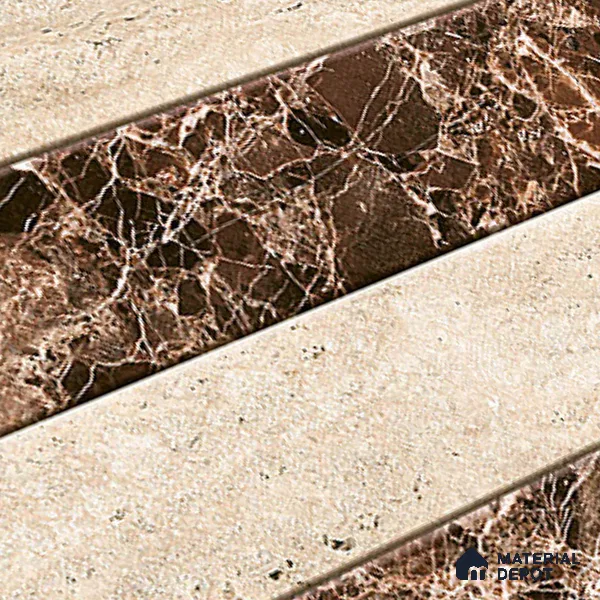 TL 01904 B Cream & Wenge Highlighter 1 18 x 12 inch Glossy Finish Ceramic Wall Tile - 6 mm