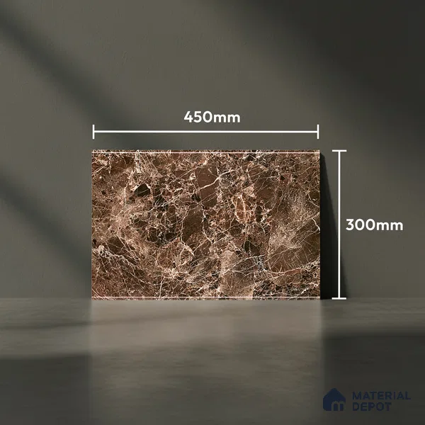 TL 01904 A Hazelnut Brown Dark 18 x 12 inch Glossy Finish Ceramic Wall Tile - 6 mm