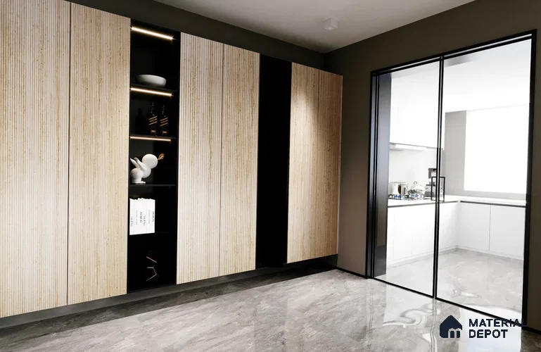 Wooden Fluted HD 7051 8 ft x 4 ft Texture Finish Decorative Laminate - 1.25 mm | Suitable for TV Unit,Wardrobe, Kitchen Cabinets