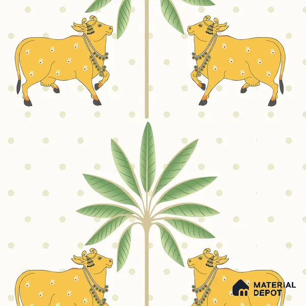 Heritage Pichwai Wallpaper for Rooms, Customised Sukoon Series Handmade Patterned Design (Customised Size Wallpaper)