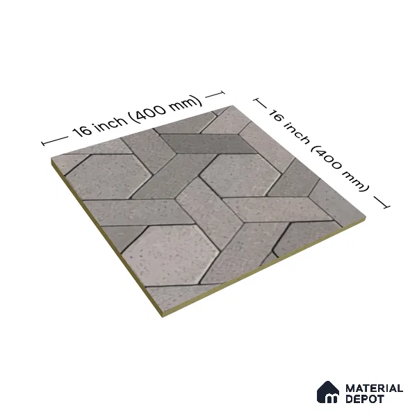 TL 07541 B Geometric Stone 16 x 16 inch Anti Skid Matte Finish Vitrified Floor Tile - 12 mm | Pattern Alignment May Vary | 2-3 mm Spacer is Mandatory