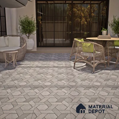 TL 07541 B Geometric Stone 16 x 16 inch Anti Skid Matte Finish Vitrified Floor Tile - 12 mm | Pattern Alignment May Vary | 2-3 mm Spacer is Mandatory