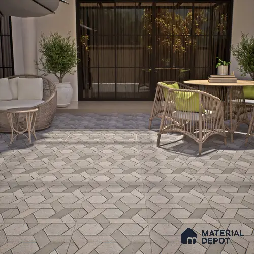 TL 07541 B Geometric Stone 16 x 16 inch Anti Skid Matte Finish Vitrified Floor Tile - 12 mm | Pattern Alignment May Vary | 2-3 mm Spacer is Mandatory