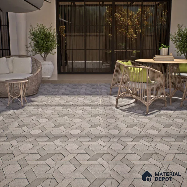 TL 07541 B Geometric Stone 16 x 16 inch Anti Skid Matte Finish Vitrified Floor Tile - 12 mm | Pattern Alignment May Vary | 2-3 mm Spacer is Mandatory