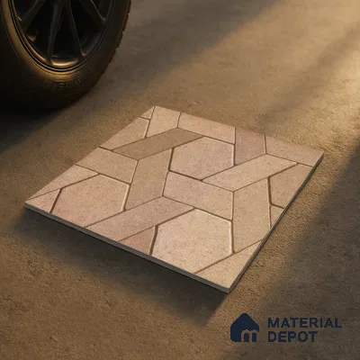 TL 07541 Hexagon Interlock 16 x 16 inch Anti Skid Matte Finish Vitrified Floor Tile - 12 mm | Pattern Alignment May Vary | 2-3 mm Spacer is Mandatory