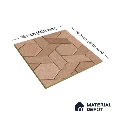 TL 07541 Hexagon Interlock 16 x 16 inch Anti Skid Matte Finish Vitrified Floor Tile - 12 mm | Pattern Alignment May Vary | 2-3 mm Spacer is Mandatory
