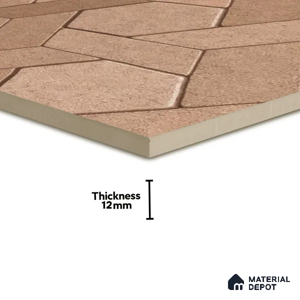TL 07541 Hexagon Interlock 16 x 16 inch Anti Skid Matte Finish Vitrified Floor Tile - 12 mm | Pattern Alignment May Vary | 2-3 mm Spacer is Mandatory