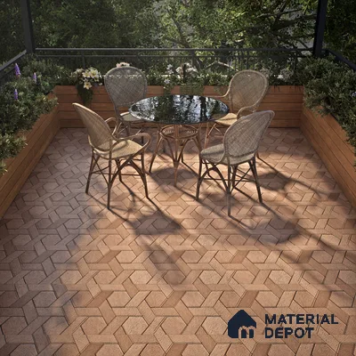 TL 07541 Hexagon Interlock 16 x 16 inch Anti Skid Matte Finish Vitrified Floor Tile - 12 mm | Pattern Alignment May Vary | 2-3 mm Spacer is Mandatory