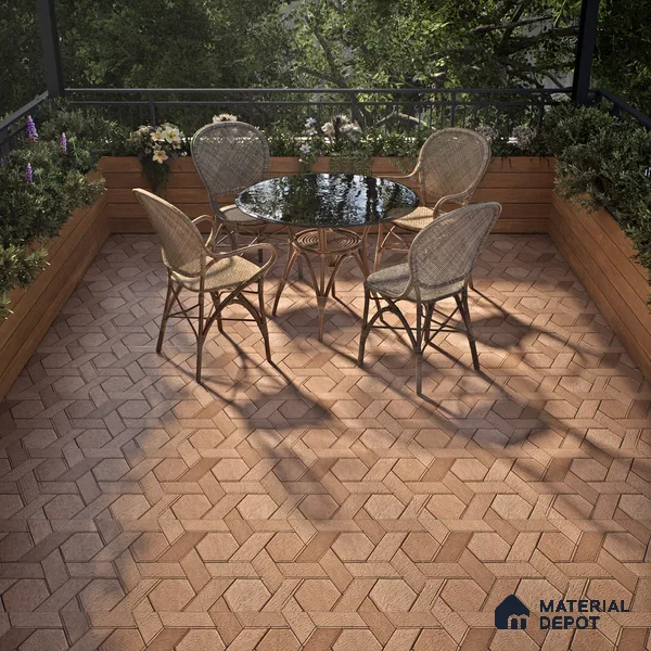 TL 07541 Hexagon Interlock 16 x 16 inch Anti Skid Matte Finish Vitrified Floor Tile - 12 mm | Pattern Alignment May Vary | 2-3 mm Spacer is Mandatory