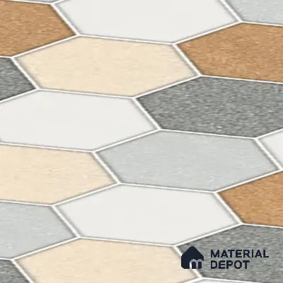 Hexagonal Look Floor Tile TL 05304 Strada Blinkish Brush 16 inch x 16 inch Vitrified Punch Matte Finish - 12 mm | Suitable for Parking, Balcony, Courtyard, Patio, Terrace | Pattern Alignment May Vary | 2-3 mm Spacer is Mandatory