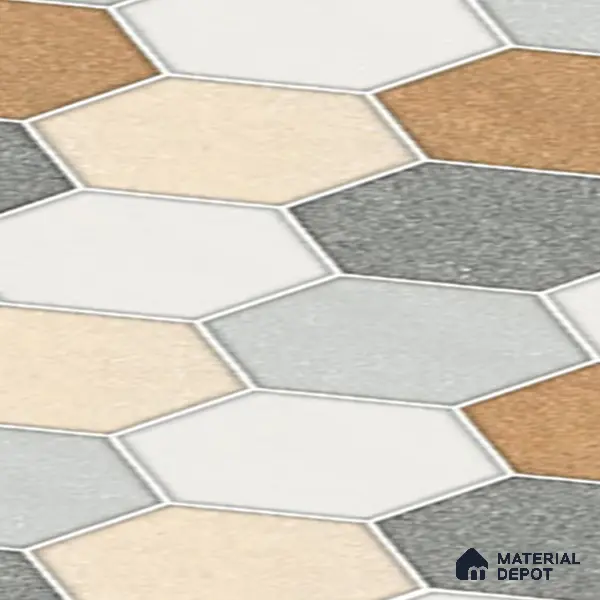 Hexagonal Look Floor Tile TL 05304 Strada Blinkish Brush 16 inch x 16 inch Vitrified Punch Matte Finish - 12 mm | Suitable for Parking, Balcony, Courtyard, Patio, Terrace | Pattern Alignment May Vary | 2-3 mm Spacer is Mandatory