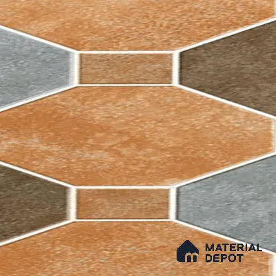Hexagonal Look Floor Tile TL 05305 Strada Terracotta Octanne 16 inch x 16 inch Vitrified Plain Matte Finish - 12 mm | Suitable for Parking, Balcony, Courtyard, Patio, Terrace | Pattern Alignment May Vary | 2-3 mm Spacer is Mandatory