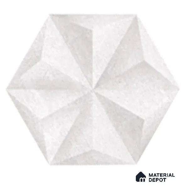Hexagonal Wall Tile TL 05096 Geome Enclose Snowy 12 x 10 inch Vitrified Matte Finish - 9 mm | Suitable for Living Room, Bedroom, Bathroom, Kitchen & Balcony (Sample)