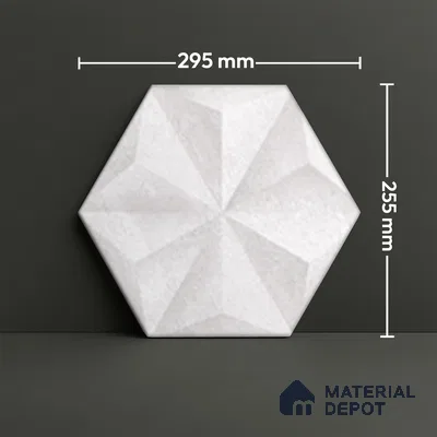 Hexagonal Wall Tile TL 05096 Geome Enclose Snowy 12 x 10 inch Vitrified Matte Finish - 9 mm | Suitable for Living Room, Bedroom, Bathroom, Kitchen & Balcony (Sample)