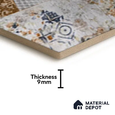 Hexagonal Wall Tile TL 05098 B Geome Fellow Cemento 12 x 10 inch Vitrified Matte Finish - 9 mm | Suitable for Living Room, Bedroom, Bathroom, Kitchen & Balcony (Sample)