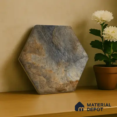 Hexagonal Wall Tile TL 05099 Geome Fellow Fire 12 x 10 inch Vitrified Matte Finish - 9 mm | Suitable for Living Room, Bedroom, Bathroom, Kitchen & Balcony