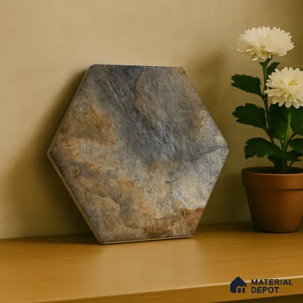 Hexagonal Wall Tile TL 05099 Geome Fellow Fire 12 x 10 inch Vitrified Matte Finish - 9 mm | Suitable for Living Room, Bedroom, Bathroom, Kitchen & Balcony