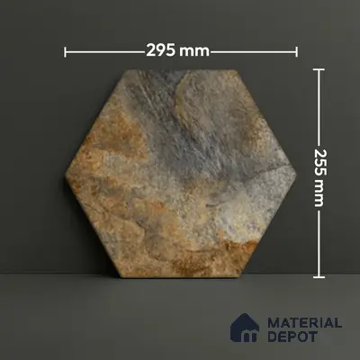 Hexagonal Wall Tile TL 05099 Geome Fellow Fire 12 x 10 inch Vitrified Matte Finish - 9 mm | Suitable for Living Room, Bedroom, Bathroom, Kitchen & Balcony