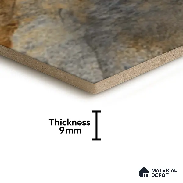 Hexagonal Wall Tile TL 05099 Geome Fellow Fire 12 x 10 inch Vitrified Matte Finish - 9 mm | Suitable for Living Room, Bedroom, Bathroom, Kitchen & Balcony