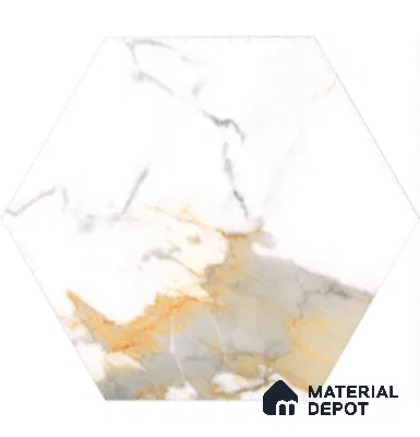 Hexagonal Wall Tile TL 05110 Geome Fellow Grande 12 x 10 inch Vitrified Glossy Finish - 9 mm | Suitable for Living Room, Bedroom, Bathroom, Kitchen & Balcony