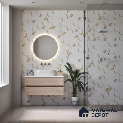 Hexagonal Wall Tile TL 05110 Geome Fellow Grande 12 x 10 inch Vitrified Glossy Finish - 9 mm | Suitable for Living Room, Bedroom, Bathroom, Kitchen & Balcony