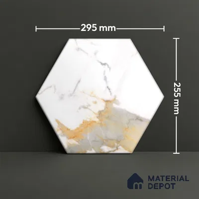Hexagonal Wall Tile TL 05110 Geome Fellow Grande 12 x 10 inch Vitrified Glossy Finish - 9 mm | Suitable for Living Room, Bedroom, Bathroom, Kitchen & Balcony
