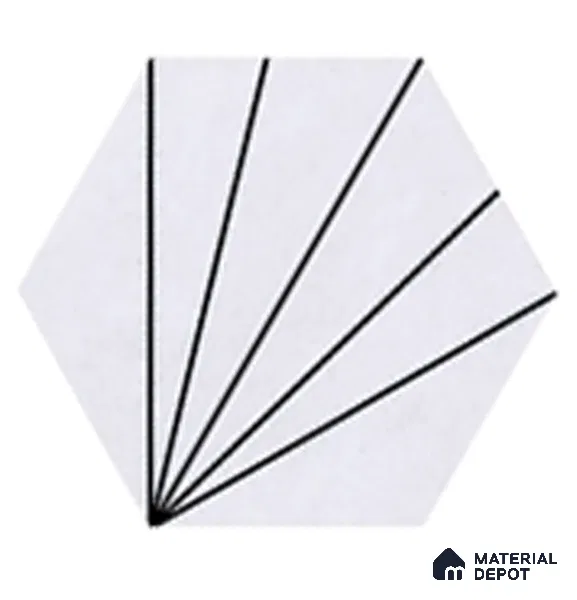 Hexagonal Wall Tile TL 05101 Geome Fellow Ray 12 x 10 inch Vitrified Matte Finish - 9 mm | Suitable for Living Room, Bedroom, Bathroom, Kitchen & Balcony