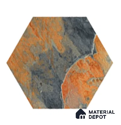 Hexagonal Wall Tile TL 05102 Geome Fellow Rock 12 x 10 inch Vitrified Matte Finish - 9 mm | Suitable for Living Room, Bedroom, Bathroom, Kitchen & Balcony
