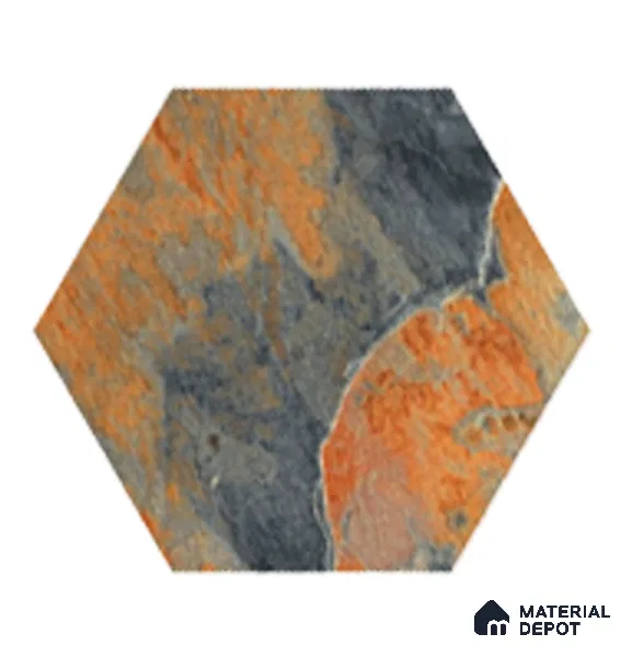 Hexagonal Wall Tile TL 05102 Geome Fellow Rock 12 x 10 inch Vitrified Matte Finish - 9 mm | Suitable for Living Room, Bedroom, Bathroom, Kitchen & Balcony