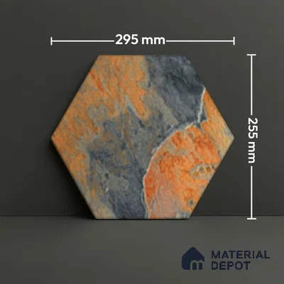 Hexagonal Wall Tile TL 05102 Geome Fellow Rock 12 x 10 inch Vitrified Matte Finish - 9 mm | Suitable for Living Room, Bedroom, Bathroom, Kitchen & Balcony