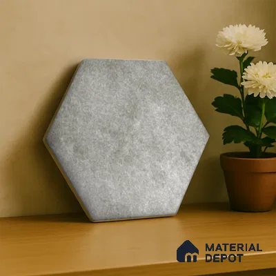 Hexagonal Wall Tile TL 05103 Geome Fellow Touch Gray 12 x 10 inch Vitrified Matte Finish - 9 mm | Suitable for Living Room, Bedroom, Bathroom, Kitchen & Balcony (Sample)