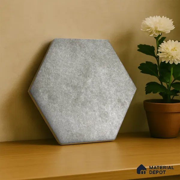 Hexagonal Wall Tile TL 05103 Geome Fellow Touch Gray 12 x 10 inch Vitrified Matte Finish - 9 mm | Suitable for Living Room, Bedroom, Bathroom, Kitchen & Balcony (Sample)