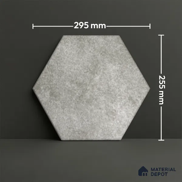 Hexagonal Wall Tile TL 05103 Geome Fellow Touch Gray 12 x 10 inch Vitrified Matte Finish - 9 mm | Suitable for Living Room, Bedroom, Bathroom, Kitchen & Balcony (Sample)
