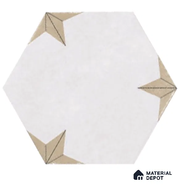 Hexagonal Wall Tile TL 05104 Geome Fellow Tristar 12 x 10 inch Vitrified Matte Finish - 9 mm | Suitable for Living Room, Bedroom, Bathroom, Kitchen & Balcony (Sample)