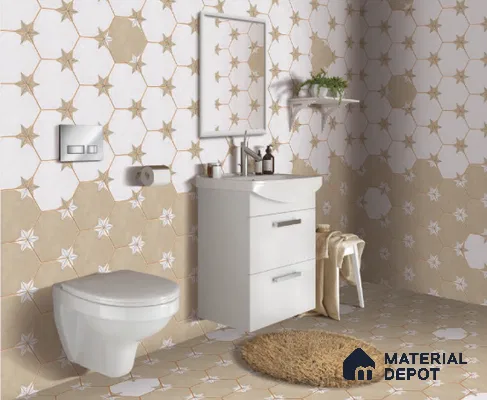 Hexagonal Wall Tile TL 05104 Geome Fellow Tristar 12 x 10 inch Vitrified Matte Finish - 9 mm | Suitable for Living Room, Bedroom, Bathroom, Kitchen & Balcony (Sample)