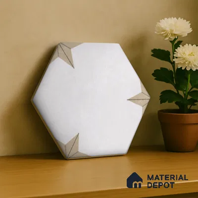 Hexagonal Wall Tile TL 05104 Geome Fellow Tristar 12 x 10 inch Vitrified Matte Finish - 9 mm | Suitable for Living Room, Bedroom, Bathroom, Kitchen & Balcony (Sample)