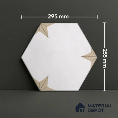 Hexagonal Wall Tile TL 05104 Geome Fellow Tristar 12 x 10 inch Vitrified Matte Finish - 9 mm | Suitable for Living Room, Bedroom, Bathroom, Kitchen & Balcony (Sample)
