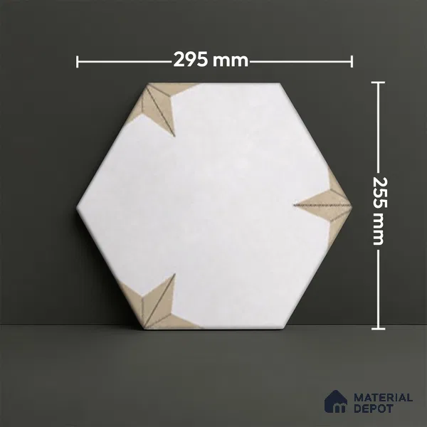 Hexagonal Wall Tile TL 05104 Geome Fellow Tristar 12 x 10 inch Vitrified Matte Finish - 9 mm | Suitable for Living Room, Bedroom, Bathroom, Kitchen & Balcony (Sample)