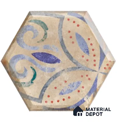 Hexagonal Wall Tile TL 05105 B Geome Framery Flora 12 x 10 inch Vitrified Matte Finish - 9 mm | Suitable for Living Room, Bedroom, Bathroom, Kitchen & Balcony (Sample)
