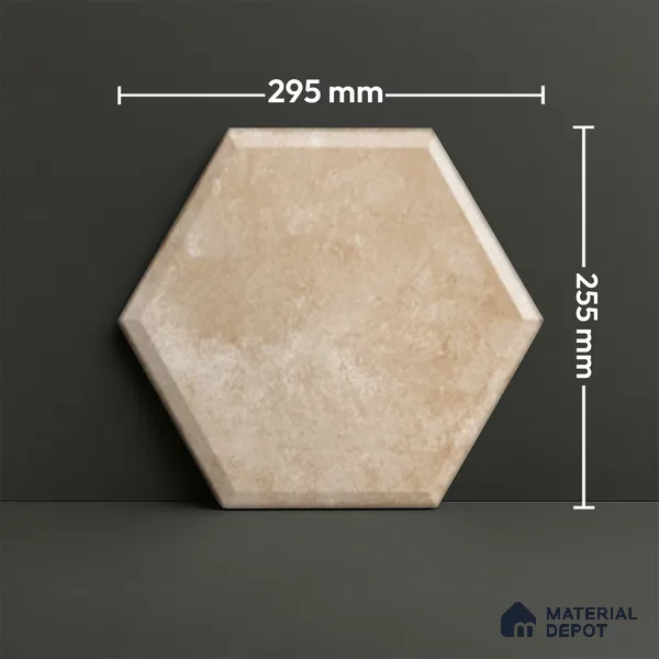 Hexagonal Wall Tile TL 05105 C Geome Framery Flora 12 x 10 inch Vitrified Matte Finish - 9 mm | Suitable for Living Room, Bedroom, Bathroom, Kitchen & Balcony (Sample)