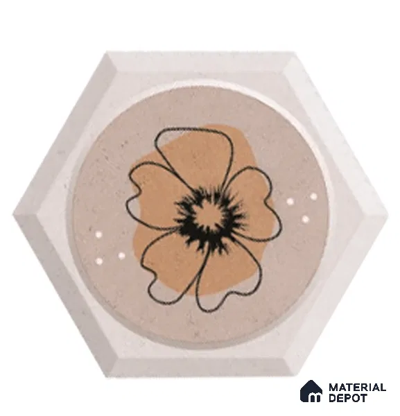 Hexagonal Wall Tile TL 05106 Geome Framery Honey 12 x 10 inch Vitrified Matte Finish - 9 mm | Suitable for Living Room, Bedroom, Bathroom, Kitchen & Balcony (Sample)