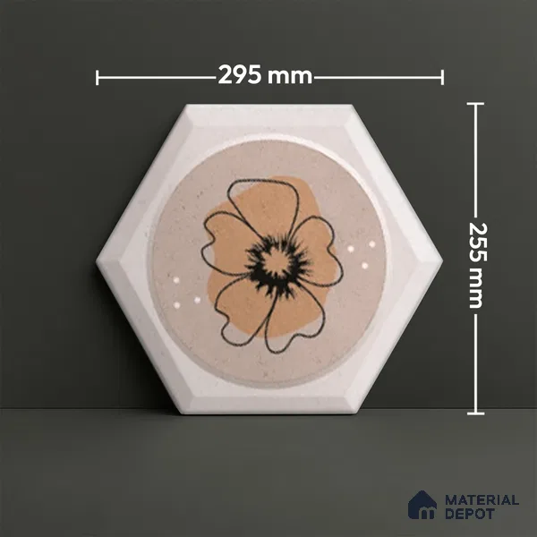 Hexagonal Wall Tile TL 05106 Geome Framery Honey 12 x 10 inch Vitrified Matte Finish - 9 mm | Suitable for Living Room, Bedroom, Bathroom, Kitchen & Balcony (Sample)