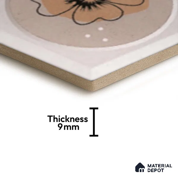 Hexagonal Wall Tile TL 05106 Geome Framery Honey 12 x 10 inch Vitrified Matte Finish - 9 mm | Suitable for Living Room, Bedroom, Bathroom, Kitchen & Balcony (Sample)
