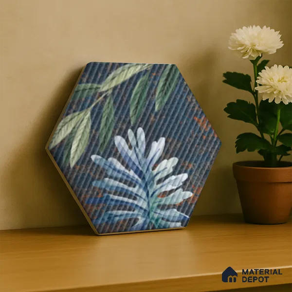 Hexagonal Wall Tile TL 05108 B Geome Lineout Algae Highlighter 12 x 10 inch Vitrified Matte Finish - 9 mm | Suitable for Living Room, Bedroom, Bathroom, Kitchen & Balcony