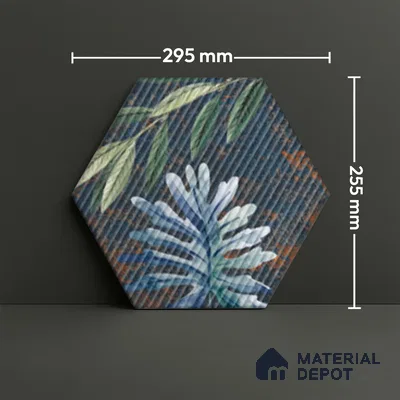 Hexagonal Wall Tile TL 05108 B Geome Lineout Algae Highlighter 12 x 10 inch Vitrified Matte Finish - 9 mm | Suitable for Living Room, Bedroom, Bathroom, Kitchen & Balcony